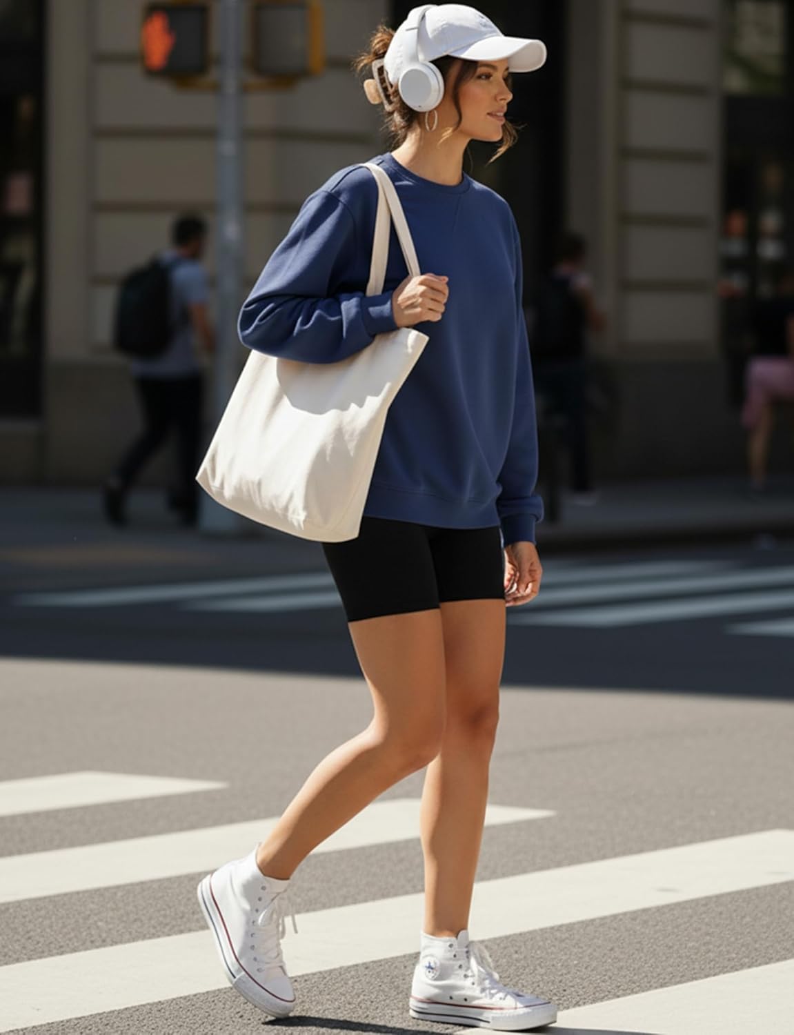 Sweatshirt for Women Long Sleeve Crewneck Womens Sweatshirt Pullover Long Sweatshirts for Women Tunic Top Loose Fit Dark Blue - Image 7