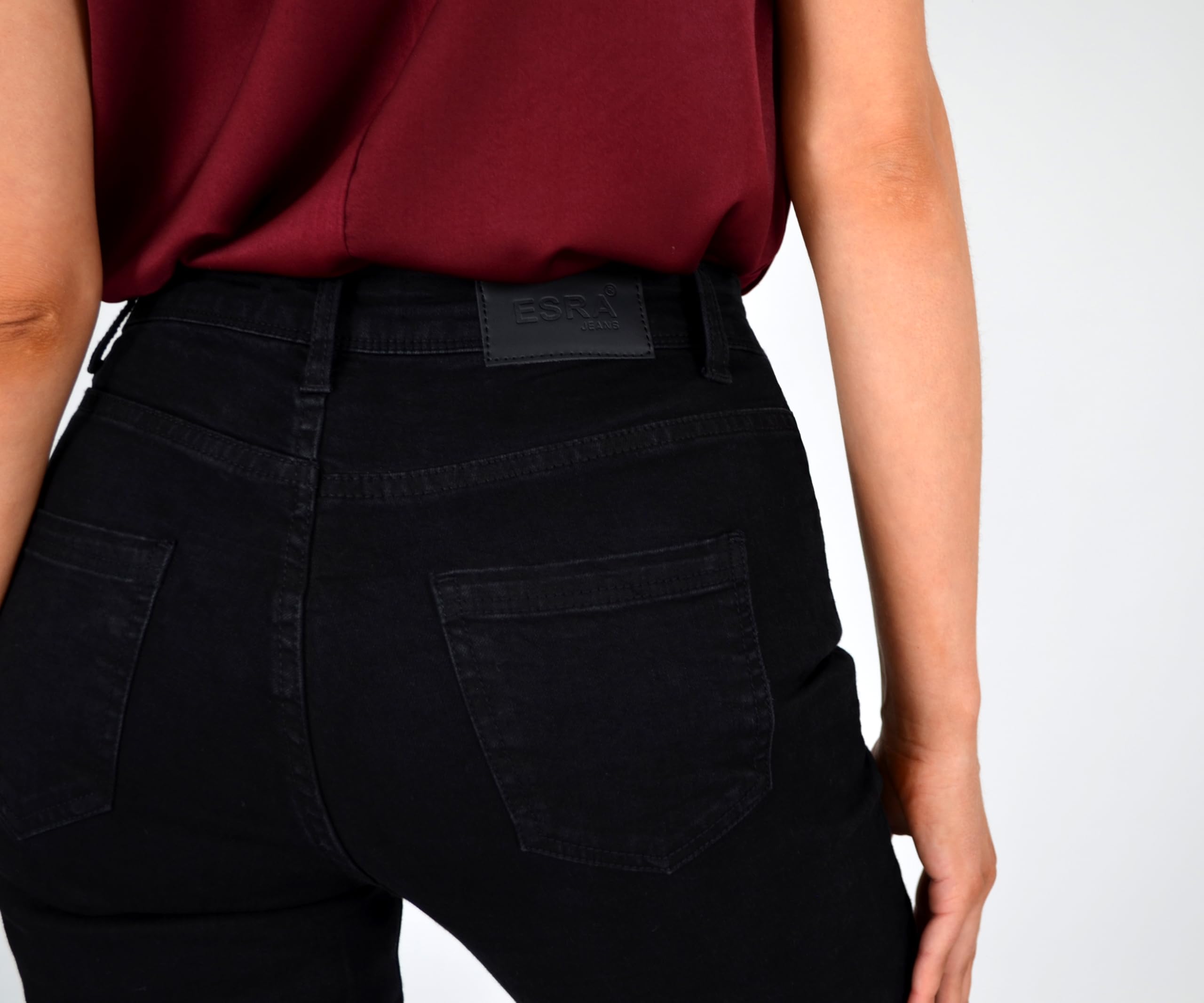 ESRA Jeans Damen Straight High Waist Stretch Jeanshose G200