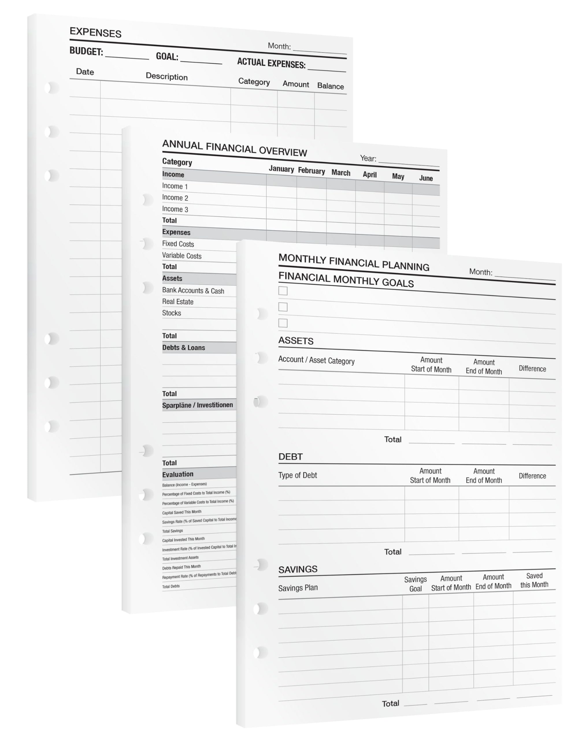 KOMPASS Financial Planner, A5 Budget Inserts, 25 Refill Sheets, Track and Savings, Financial Organizer, A5 Refill โ image 1