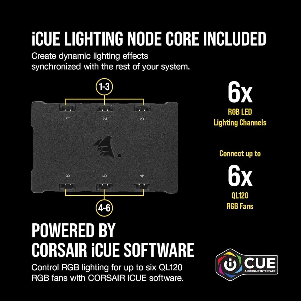 Corsair Ql120 RGB, 120mm RGB LED Fan, Triple Pack with Lighting Node Core thumbnail 5