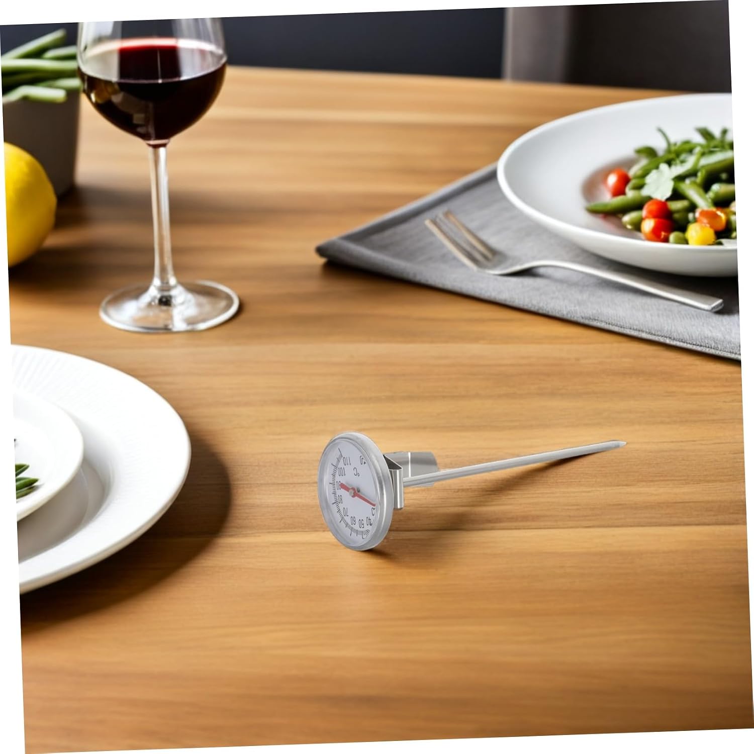 Kitchen Thermometer with Pot Clip, 6 Inch Probe, Stainless Steel