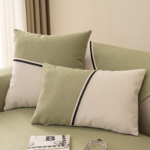 vctops Paquete de 2 fundas de almohada de forro polar de felpa de retazos, súper suaves y esponjosas, fundas de almohada rectangulares sólidas de