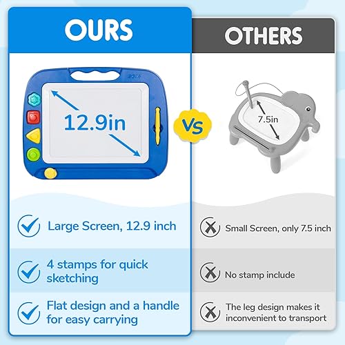 Miniatura 2 de SGILE - Pizarra magnética para dibujar grande, 4 colores, con 4 sellos, para niños pequeños, juguete educativo de aprendizaje, para niños de más