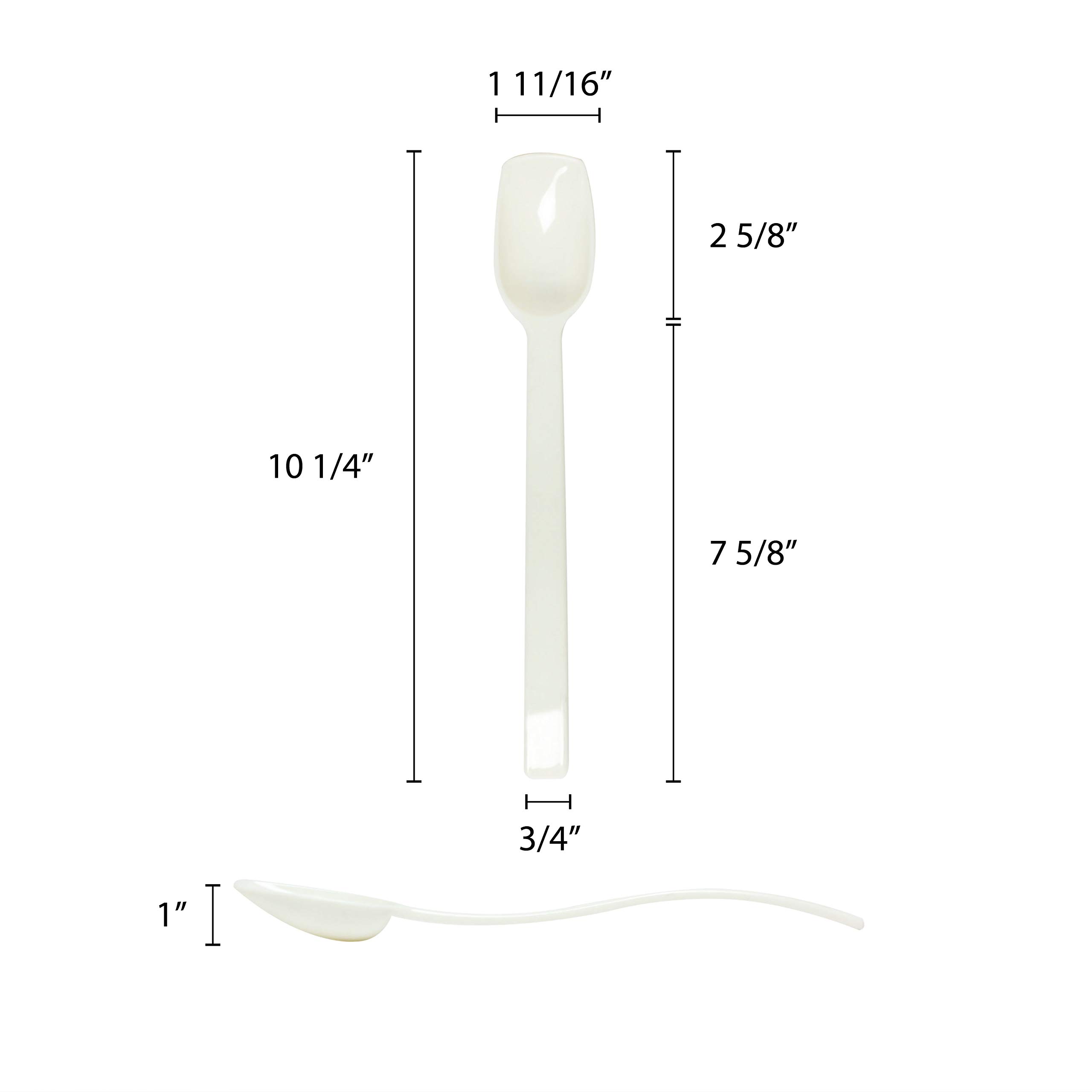 Thunder Group PLBS010WH, 10-Inch Solid Plastic Serving Spoon, 3/4-Ounce Solid Polycarbonate White Spoon, 12-Piece Pack