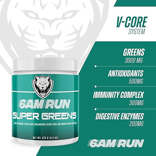 Miniatura 3 de 6AM Run | Polvo Super Greens | Polvo de superalimentos | Suplemento dietético | Polvo vegetal | Mezcla de bebida en polvo | Polvo denso en