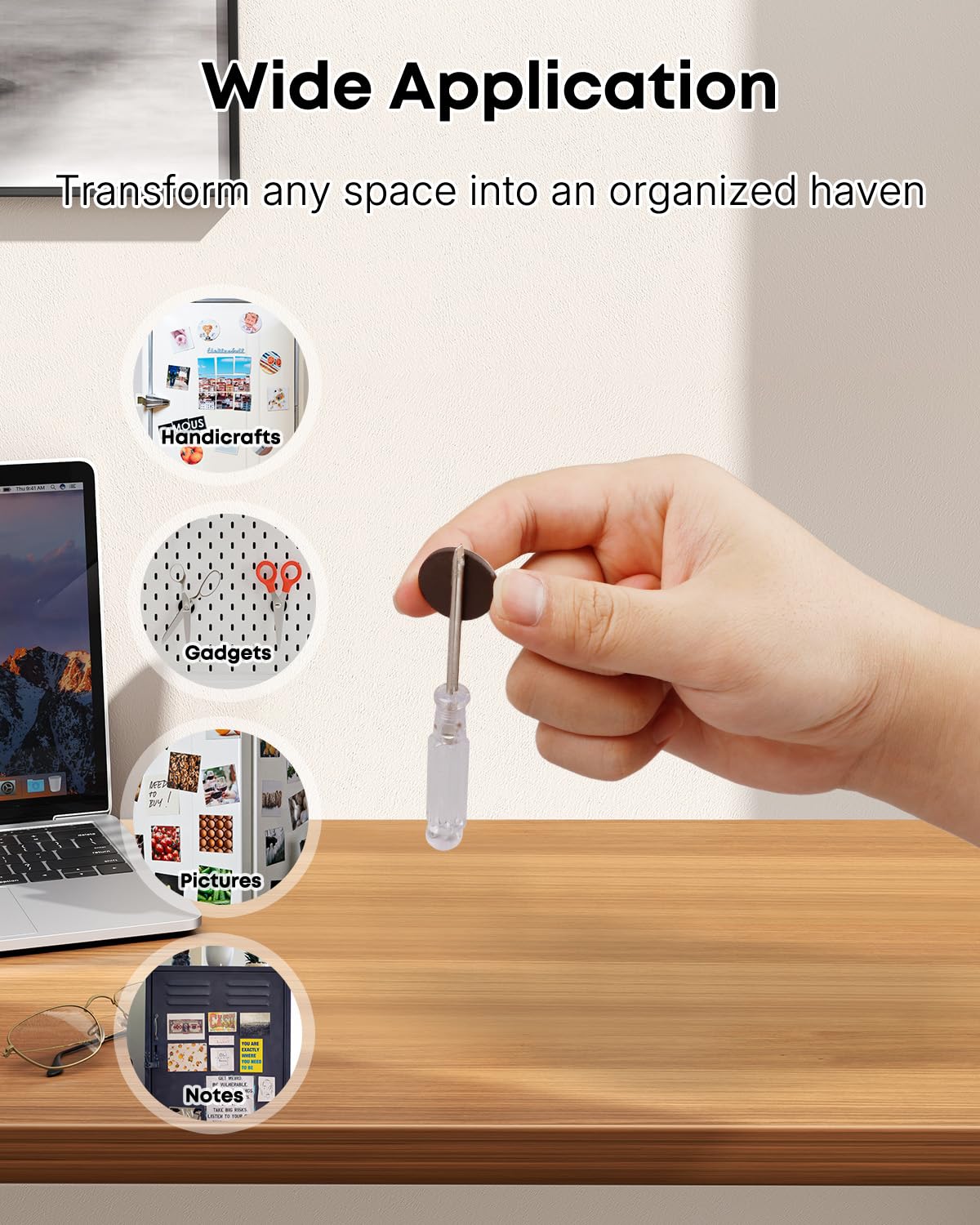Uniclife 100 Imanes Redondos con Adhesivo, 20 x 2,1 mm - Acero aleado - Imanes Pequeños para Manualidades, Puntos Magnéticos Autoadhesivos - Refrigerador, Pizarras Blancas, DIY