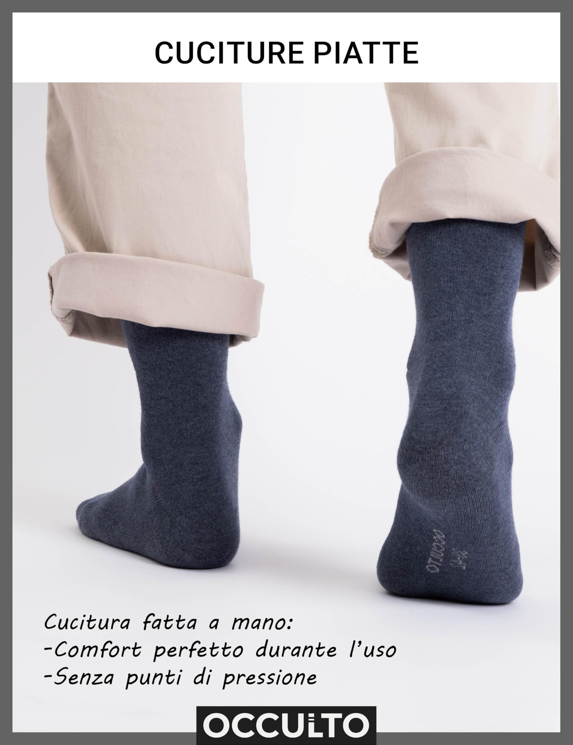 Occulto calzini uomo senza elastico senza cucitura pacco da 10 (modello: Goetz), calzini sanitari per diabetici