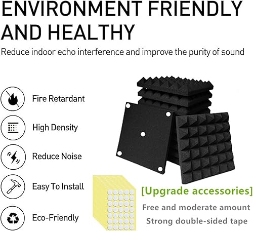 Miniatura 3 de Panel acústico de espuma acústica de 2 pulgadas, 12 pulgadas, panel acústico de 12 pulgadas, espuma acústica de diseño piramidal. Expansión rápida,