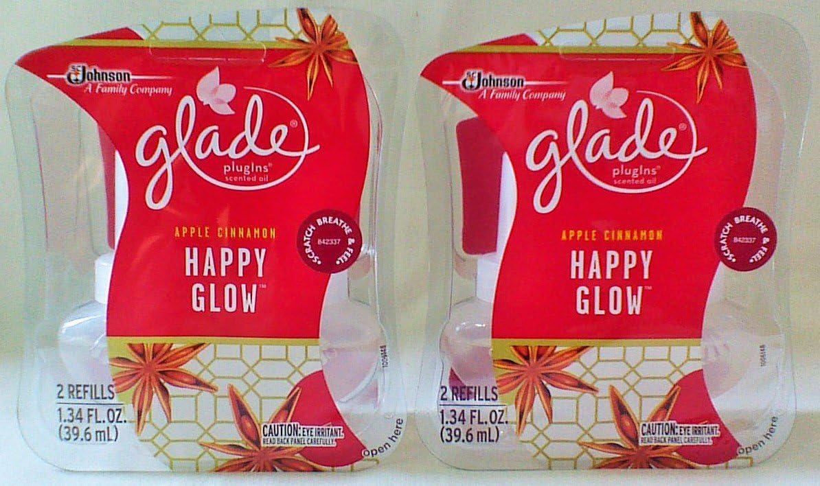 10 Glade Plugins Scented Oil Refills Apple Cinnamon Happy Glow 5 Twin Packs New