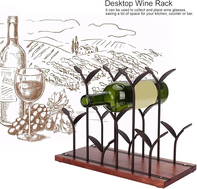 Estante para Botellas GLOGLOW de 6 Unidades, Hierro, Bronce, para Encimera miniatura 9