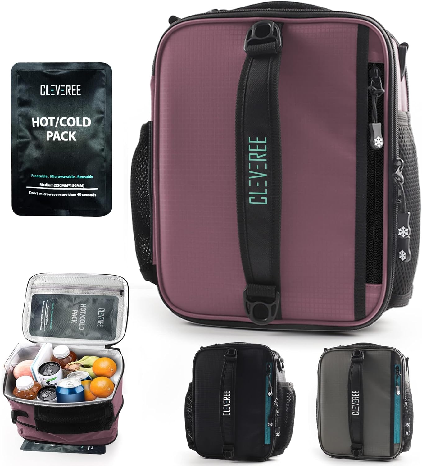 CLEVEREE Insulated Lunch Bag Cooler Bag Expandable Lunch Bag