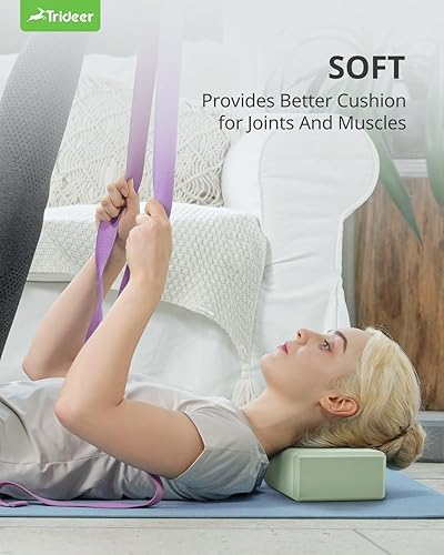 Miniatura 4 de Trideer Bloques de yoga 2 unidades, bloques de espuma antideslizantes suaves con bordes biselados para alineación y estiramiento en yoga, pilates y