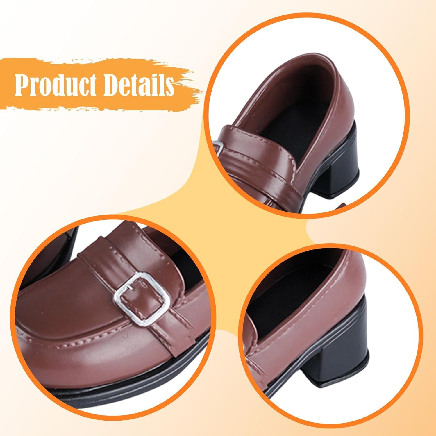 1/4 BJD Doll Shoes, Slippers, Fashionable Loafers for 45 Cm Tall Uniform Toy Action Figures, Brown