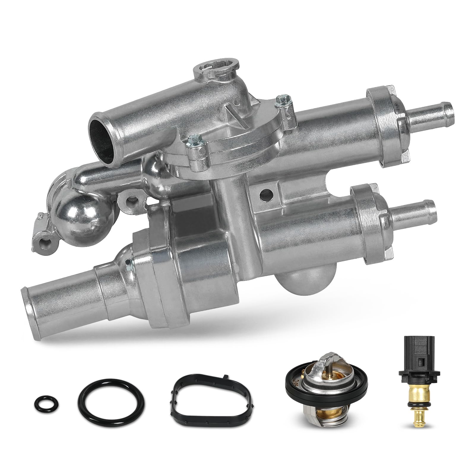 Upgraded Aluminium Engine Coolant Thermostat Housing Compatible with Chrysler 200 Sebring Dodge Avenger Caliber Journey Jeep Compass Patriot 2.4L 2007-2020, Replacement for 68003582AB 902-319