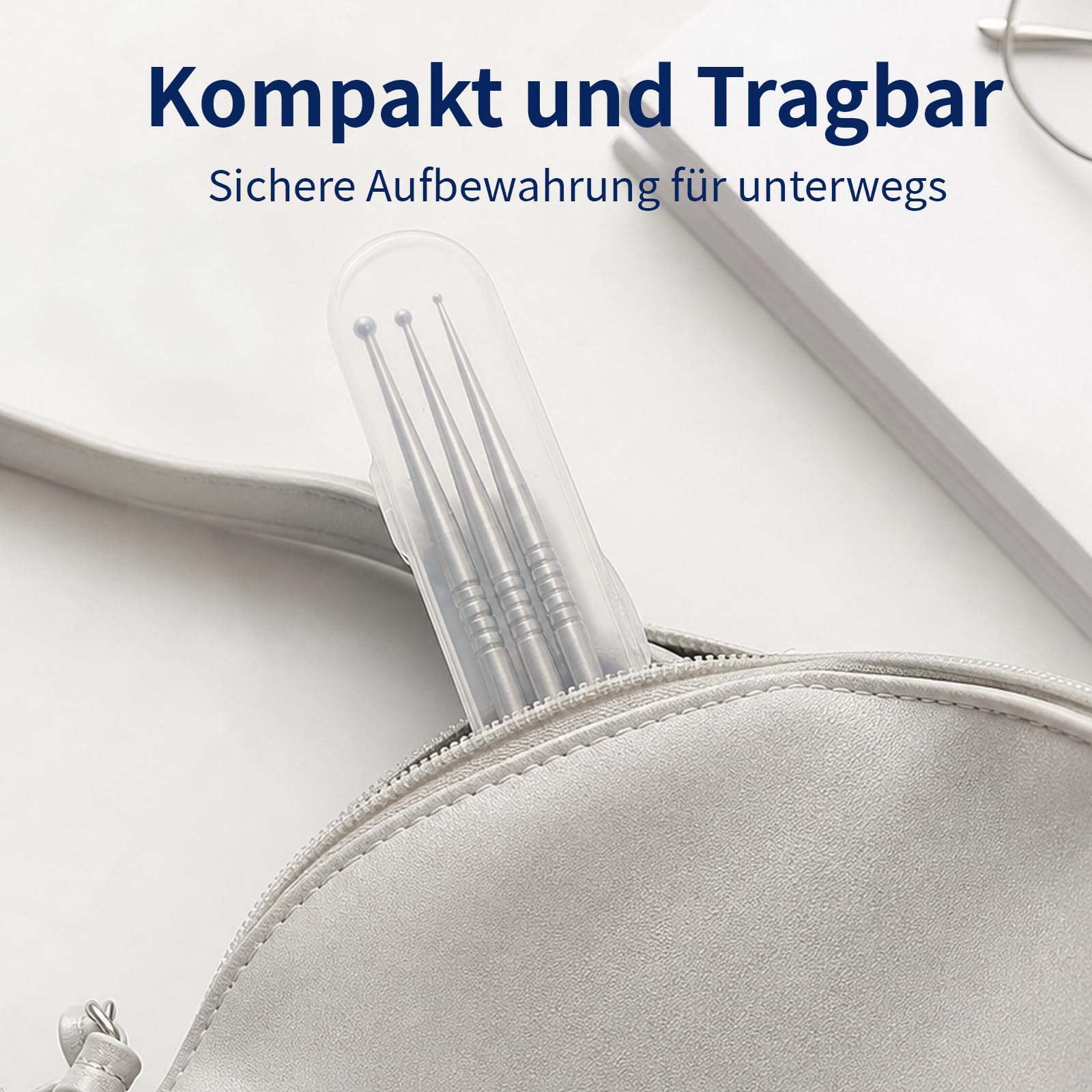 Akupressurstift 5 Stück Set, Edelstahl Tragbares Akupunkturstift, Akkupressurstab, Multifunktional Akupressur Stift, Narbenstift geeignet für verschiedene Anwendungen wie Muskelentspannung