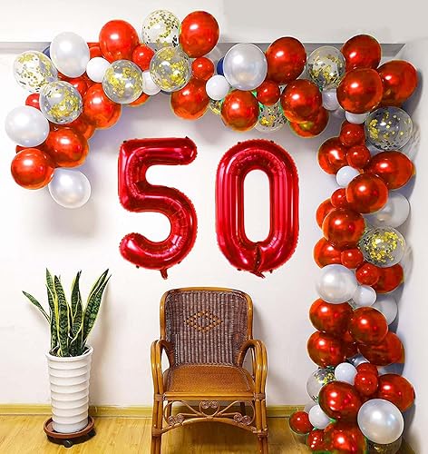 Miniatura 4 de Globos digitales rojos de 40 pulgadas del número 0-9, globos grandes de Mylar con el número 7 para boda, graduación, baby shower, cumpleaños,