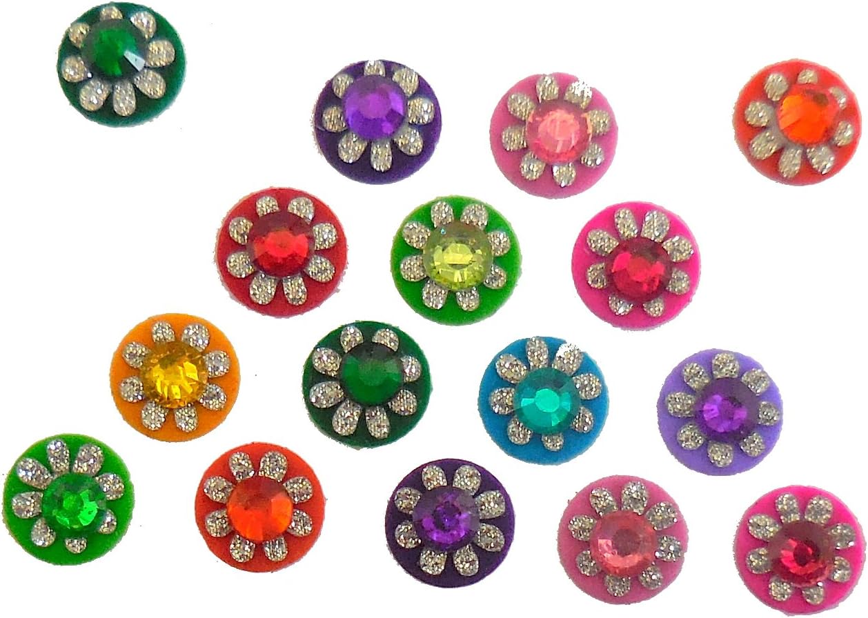 4 Packs - 64 Colorful Crystal Bindi Velvette round face jewels Tika