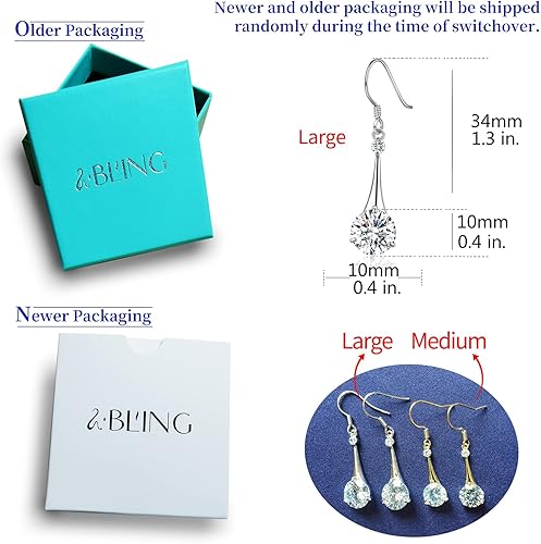 Miniatura 6 de SBLING Aretes de gota chapados en platino o chapado en oro de 18 quilates, con circonita cúbica, regalos para mujeres y niñas, Cristal, Circonia