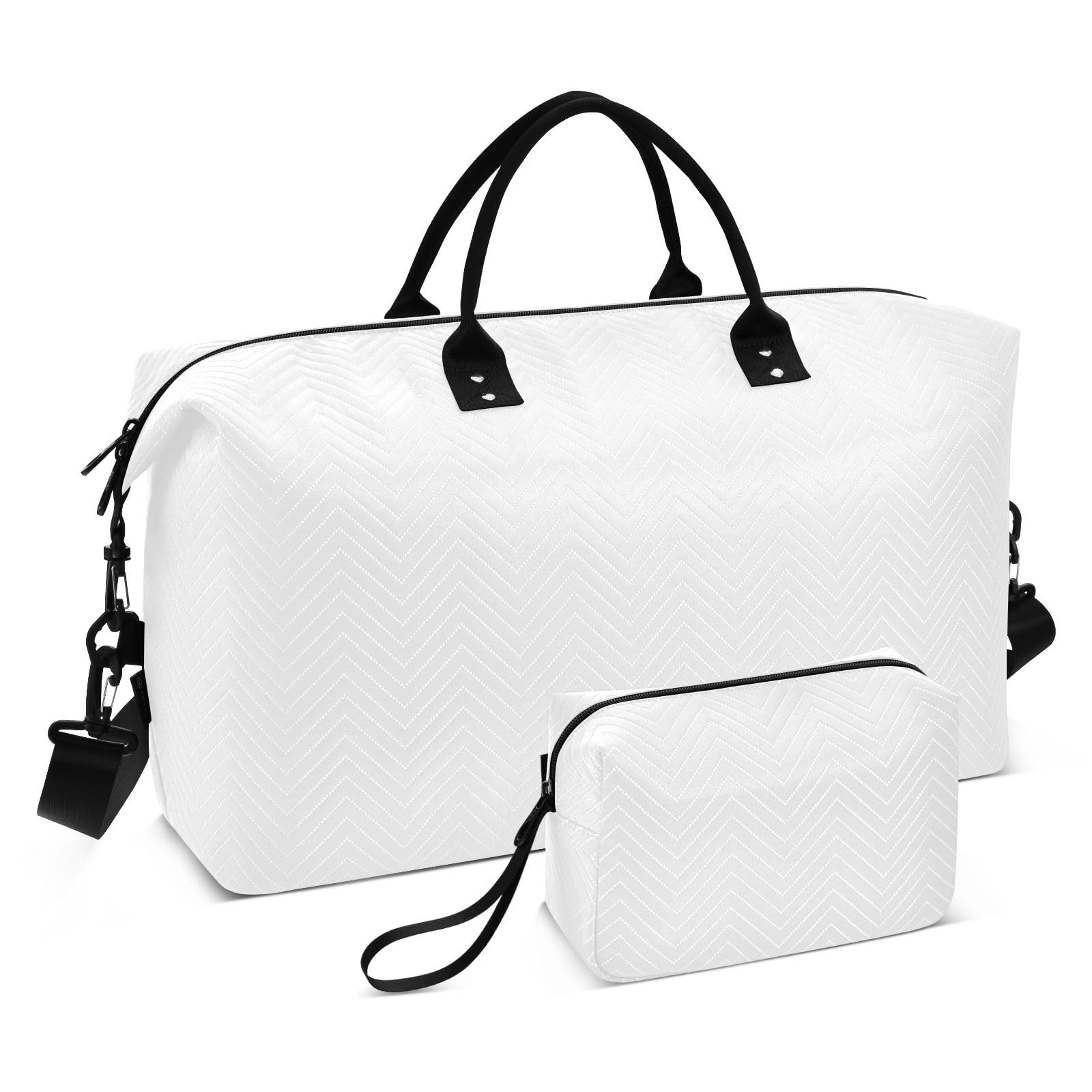 Reisetaschen-Set, 2 Stück, gewellt, gesteppt, Trolleyhülle, praktische Aufbewahrung, reinweß, One Size, Klassisch