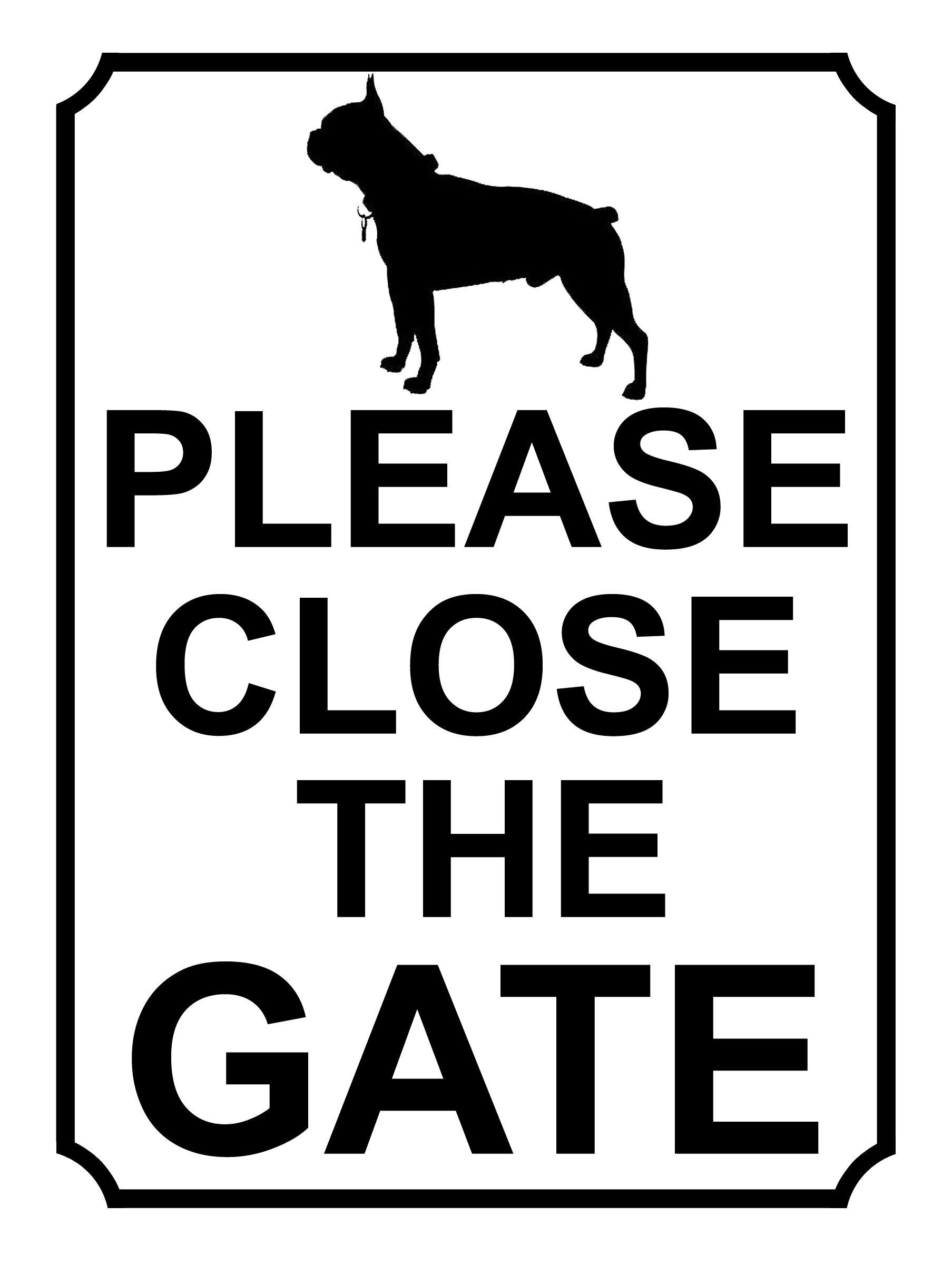 SHAWPRINT PLEASE CLOSE THE GATE DOG THEME METAL SIGN 267MM X 200MM (404H1L) LARGE 10" X 8"