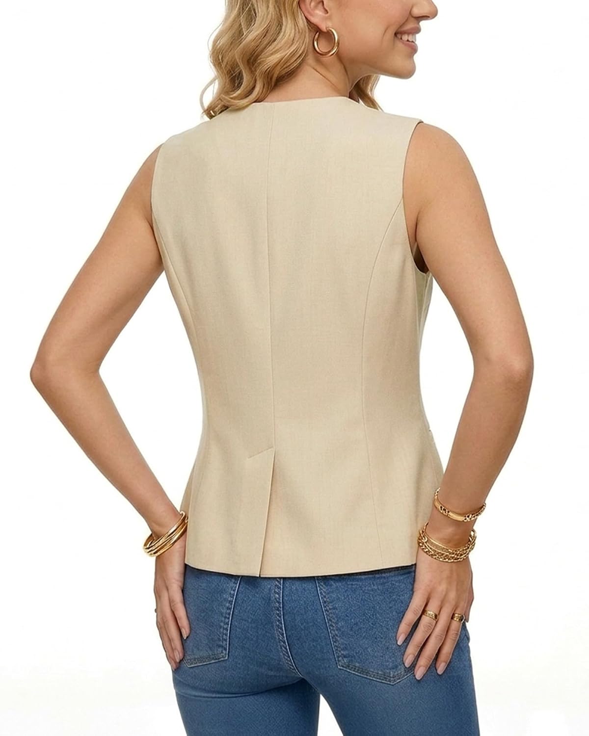 Suit Vest for Women Slim Fit Vest Top Sleeveless Business Casual Vest for Work and Dressy Occasions