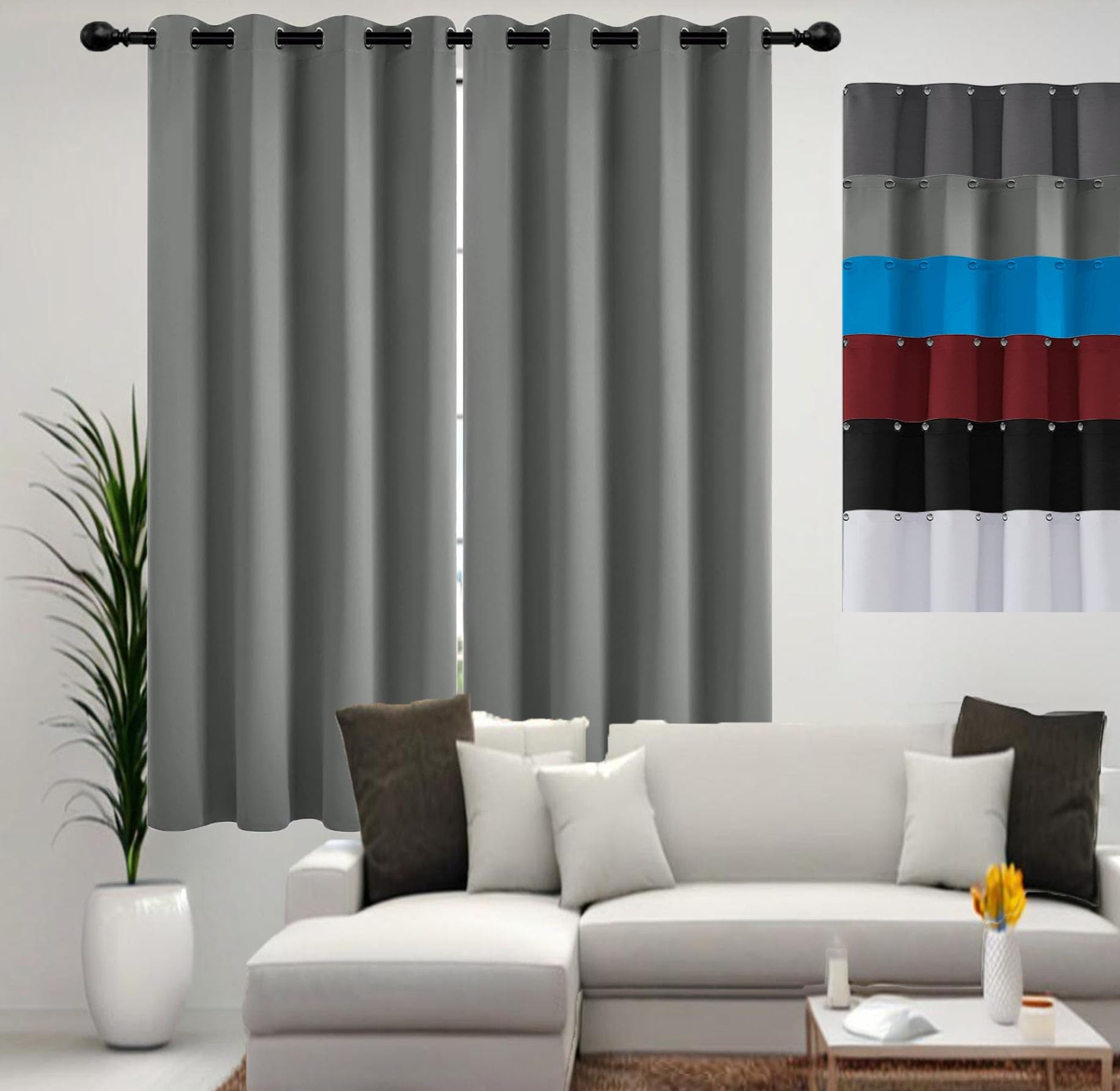 JIAHAO Pencil Pleat Curtains 210 x 210 cm Drop Eyelet, Lightweight, Thermal Blackout Curtains Drop Eyelet Thermal Curtains & Drapes Short for Bedroom,1 Panels, Light Grey — image 1