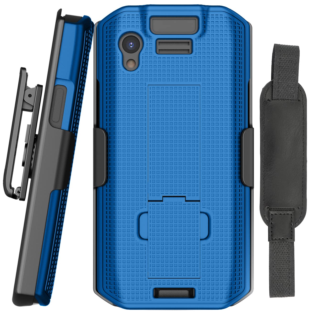 Case + Hand Strap + Belt Clip Combo for Zebra TC21 TC26 Mobile Computer Scanner, Nakedcellphone Slim Hard Shell Cover with Kickstand and [Rotating/