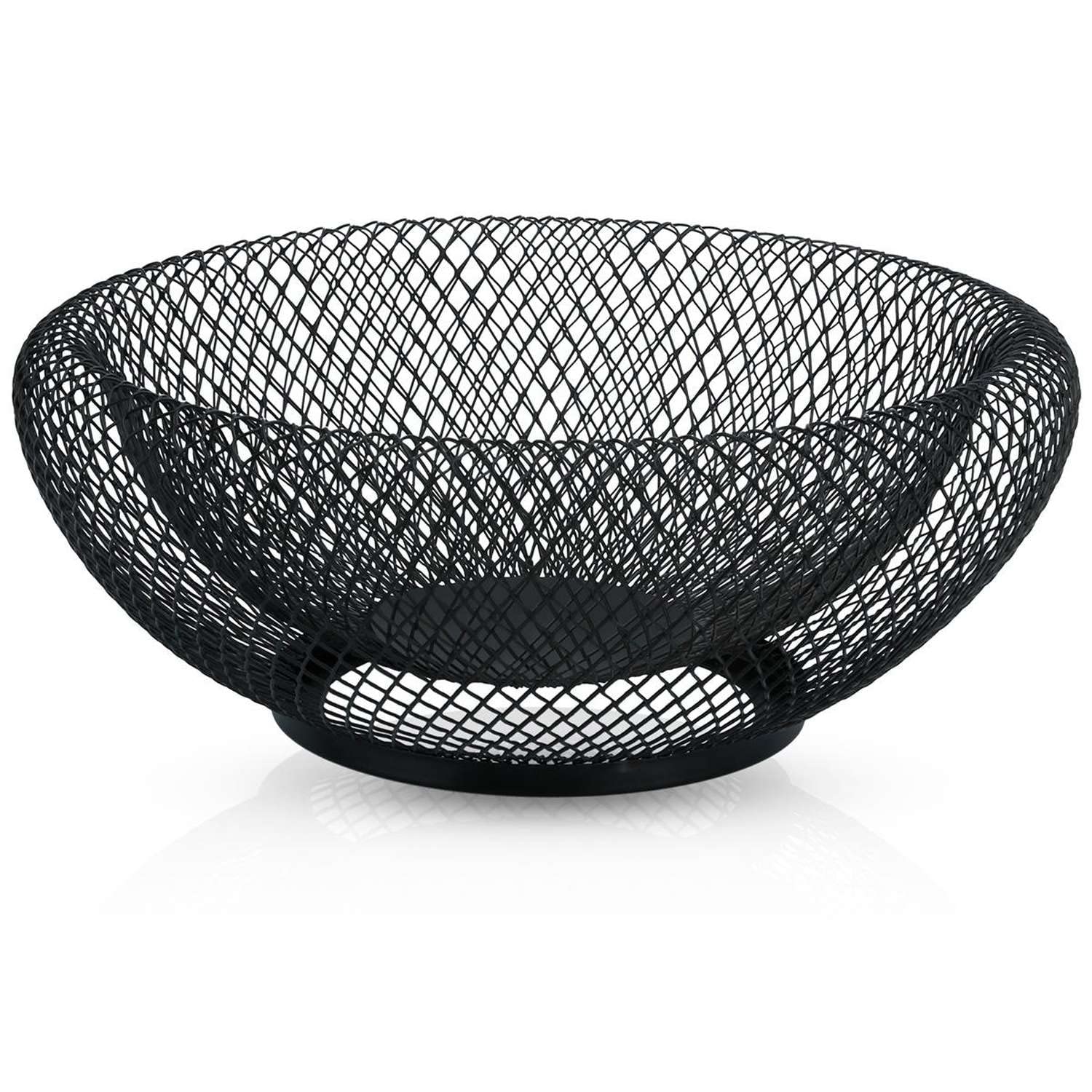INTIRILIFE Cesto di Frutta in Metallo in Nero - portafrutta Rotonda alla Moda, Ciotola Decorativa a Doppia Parete per Frutta, Verdura e Molto Altro Ancora.