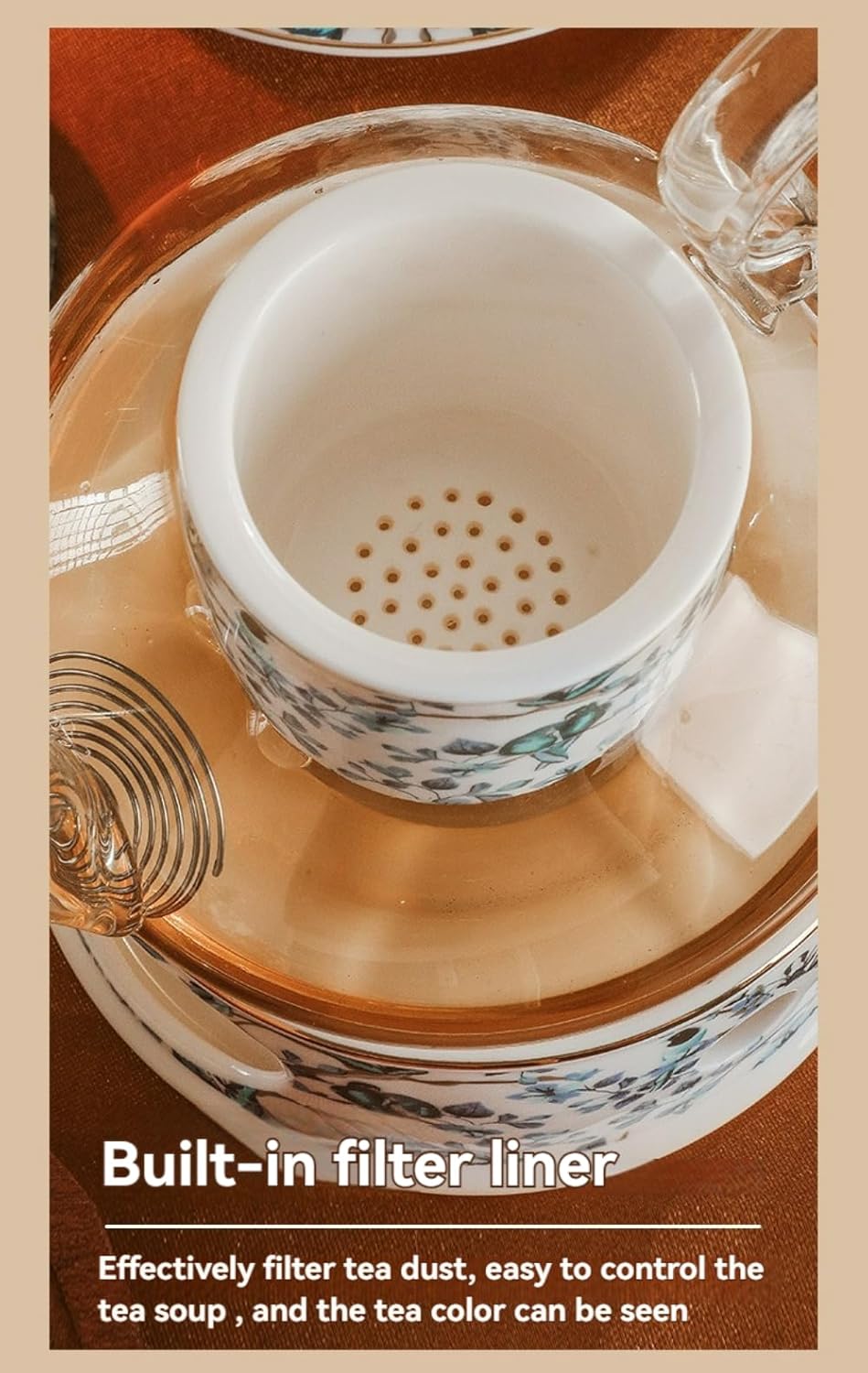 Tall Coffee Cup and Saucer Set – Elegant European-Style Ceramic Bone China Tea Cup, High-Stemmed Afternoon Tea (Blue + White,8 oz,1 Cup+1 Dish+1 Spoon (mail order set))