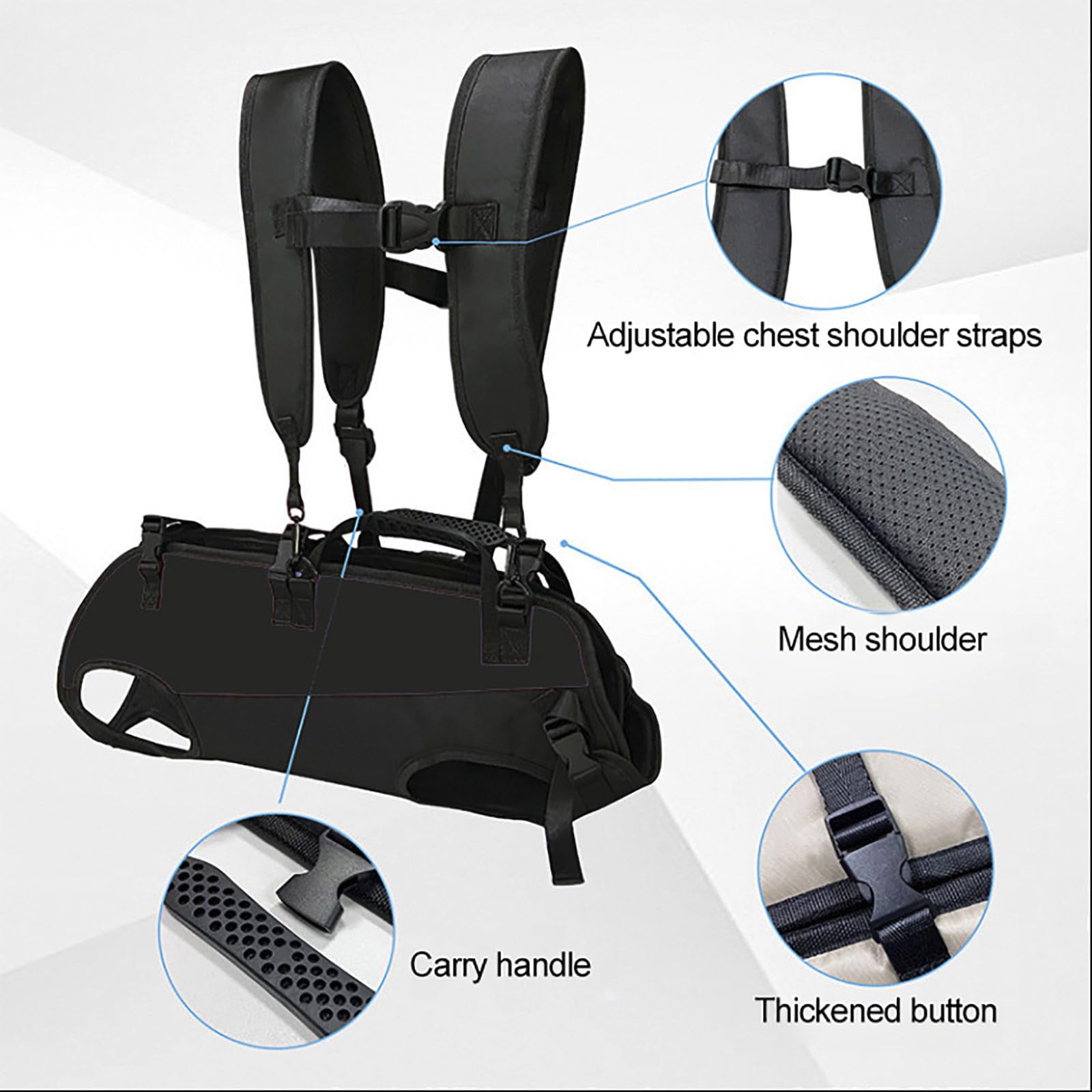 Hundetasche für Kleine Hunde Notfallrucksack | Hundetragegurt Hundetragetasche Unterstützung für Behindert, Gelenkverletzungen, Ältere Hunde Treppen rauf und runter, Autos Hundetragetuch (Black, S)