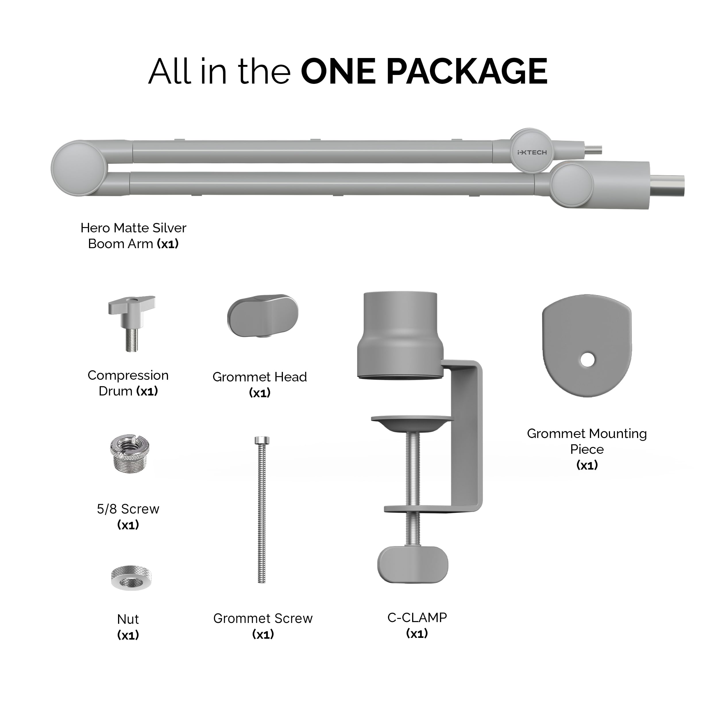 IXTECH Brazo de brazo – Micrófono giratorio ajustable de 360° resistente de acero inoxidable para micrófono, soporte de mesa, tijera plegable, brazos de montaje estables para estudio de radio,