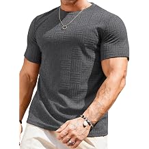 JMIERR Mens T-Shirt Casual Stretch Solid Crewneck Short Sleeve Tees Textured Shirts