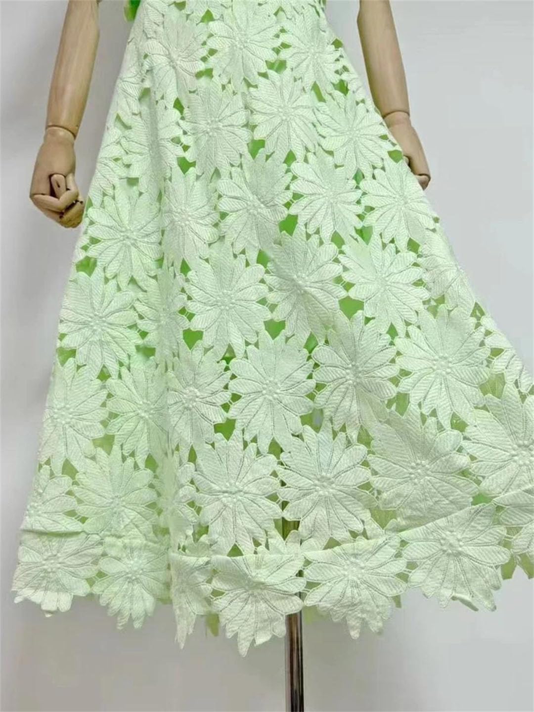 Women Hollow Out Two Piece Skirt Set Lapel Short Sleeve Button Top High Waist Skirt