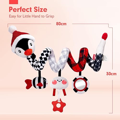 Miniatura 7 de hahaland Asiento de automóvil Juguetes para bebés de 0 a 3 meses, juguetes de desarrollo para bebés de 0 a 6 meses, cochecito, juguetes para bebés