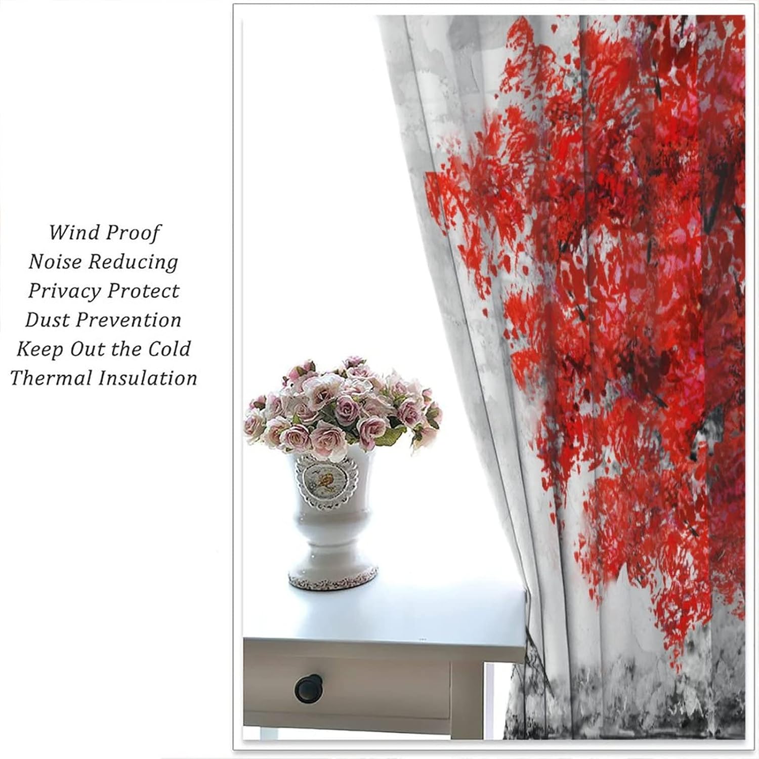 JESTRONRY City Landscape Retro Curtains,Red Paris Oil Painting Eiffel Tower Romance Theme Blackout Rod Pocket Window Drapes Set 2 Panes for Living Room Bedroom Kitchen Cafe W42xL54in