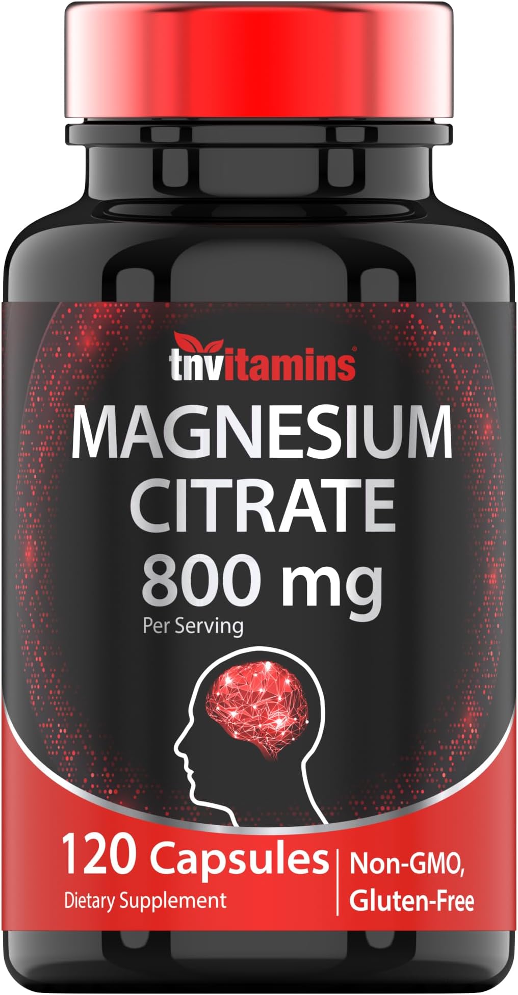 TNVitamins Magnesium Citrate 800 MG - 120 Capsules | Two Month Supply! | Pure Magnesium Citrate Powder Capsules | Citrato De Magnesio | Non-GMO | Produced in The USA!