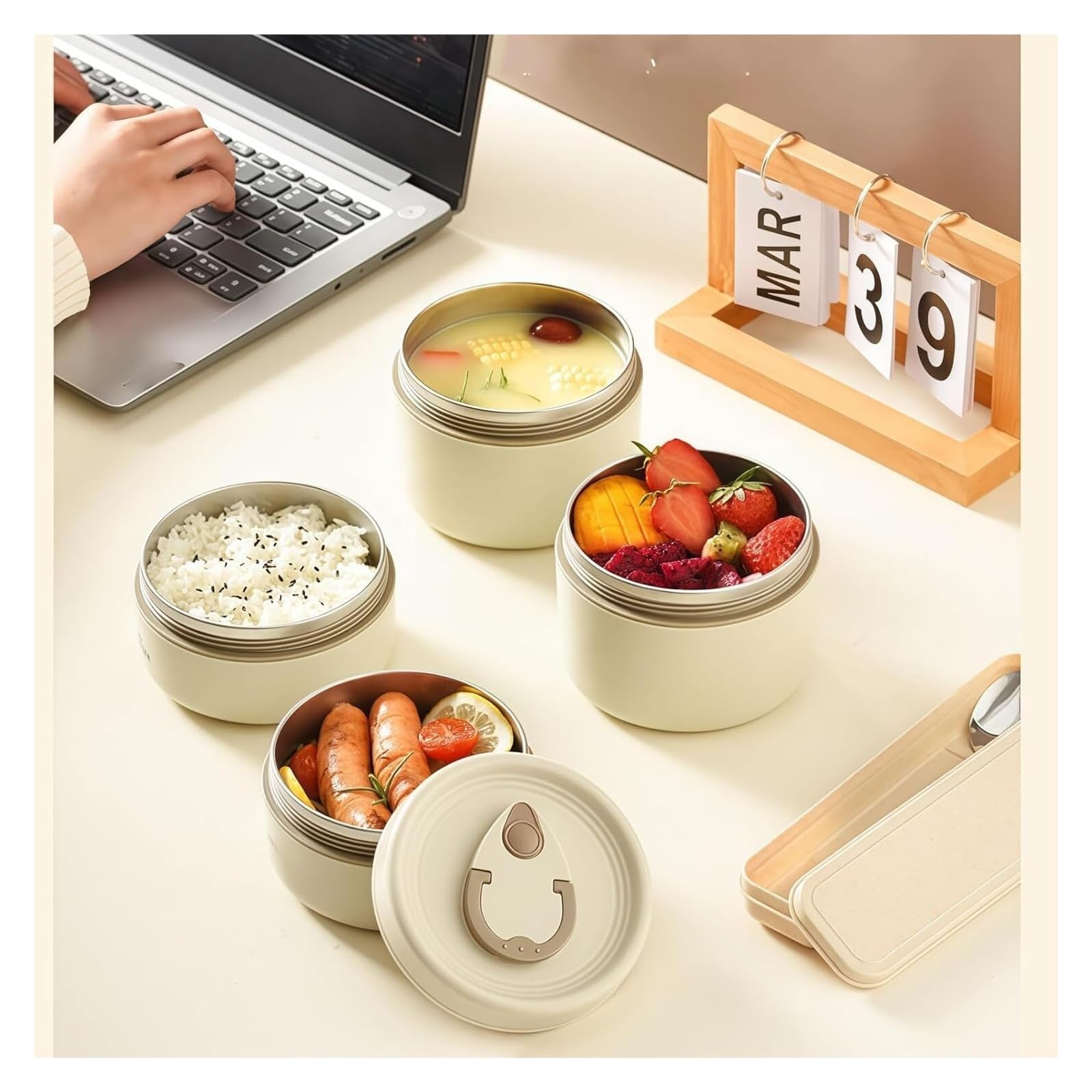Tragbares, isoliertes Lebensmittel-Lunchbehälter-Set