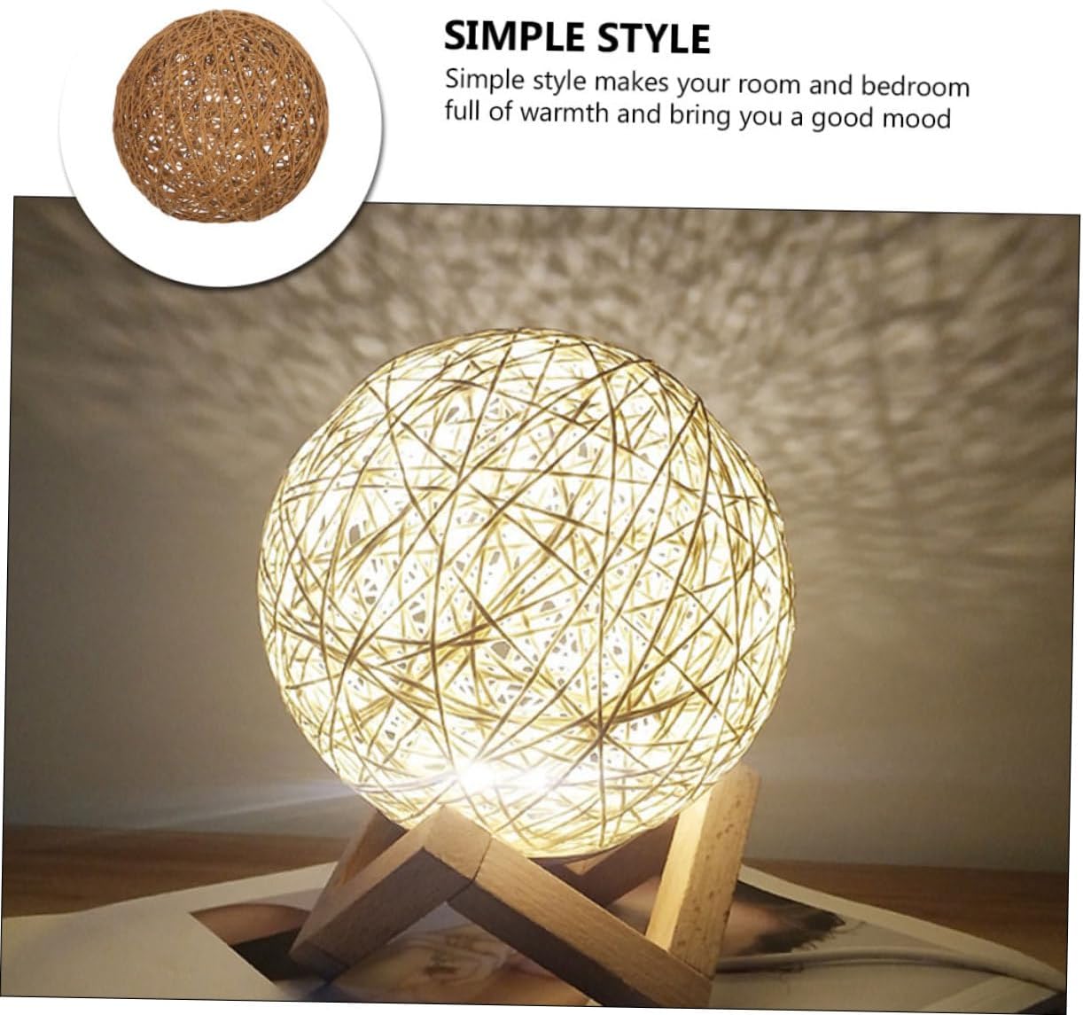 Uonlytech Rattan Woven Table Lamp Shade Shape Light Cover for Home Hotel Bedroom Study Decorative Lampshade Easy to Install Ceiling Light Fixture