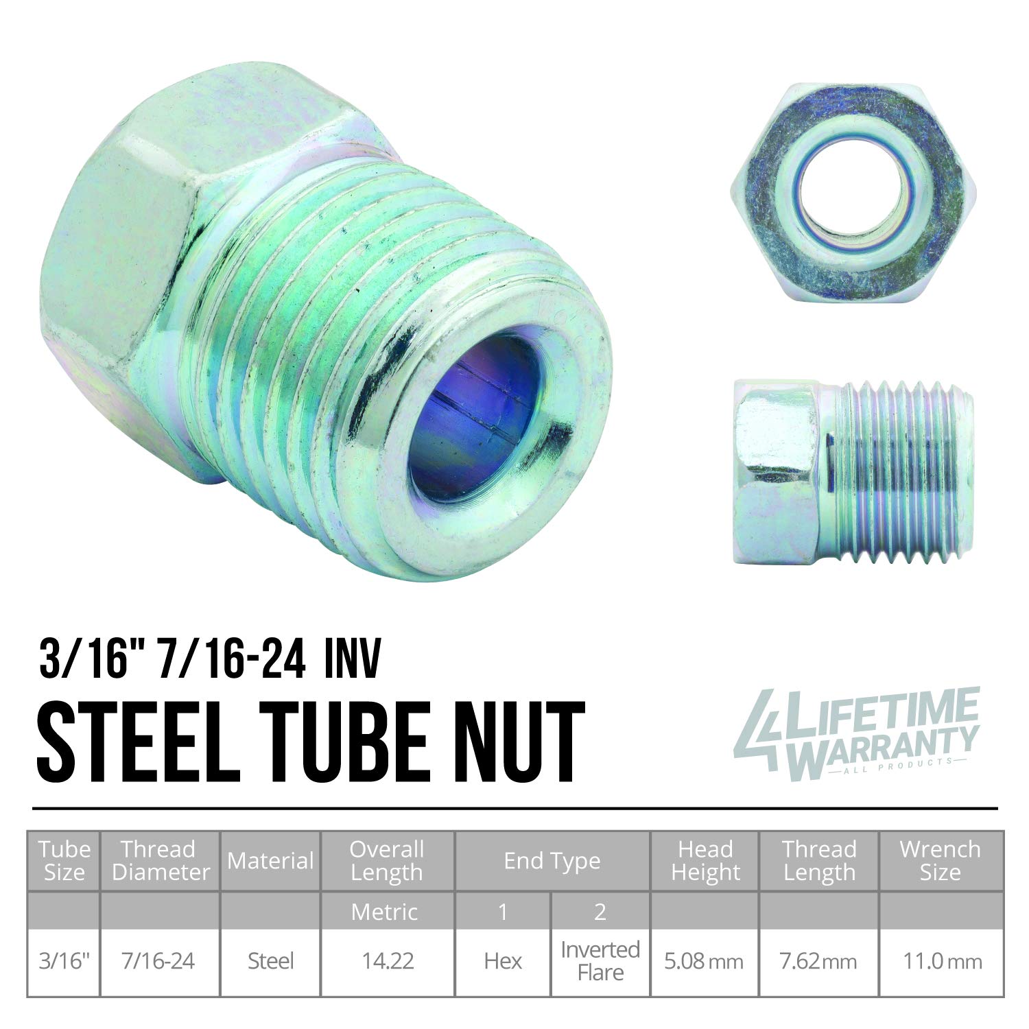 Amazon.com: 4LIFETIMELINES Steel Tube Nut, 3/16 (7/16-24