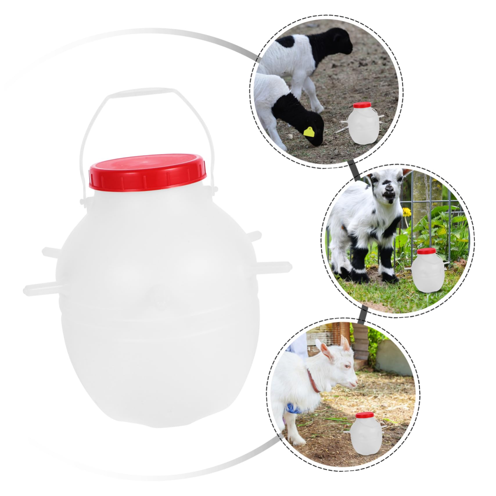 Biberon per Agnelli 8l in Plastica con Tettarelle in Silicone per Alimentazione di Capre, Vitelli, Animali Domestici di Piccola Taglia