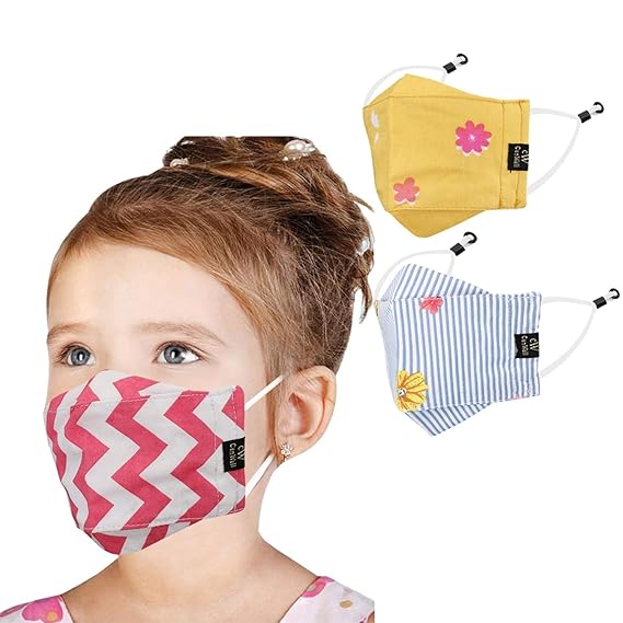 Cenwell Boys and Girls Cotton Cute Designer Reusable Washable Breathable Face Mask with Adjustable Earloops Without Valve