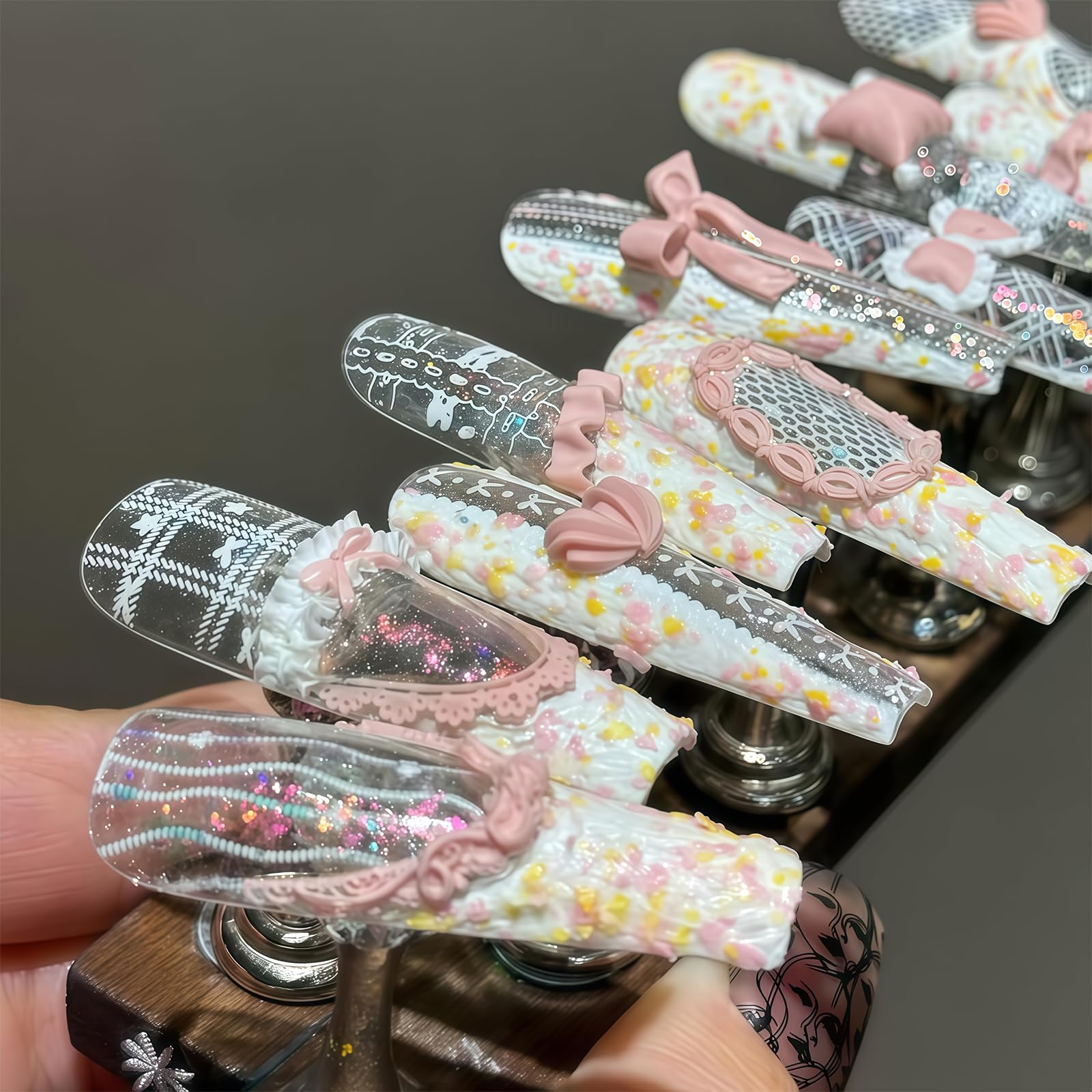 Silikon Stampi per Unghie 3D, Crema Pizzo Design Unghie, Charms Unghie Strumenti in Silicone, Decorazioni per Unghie Accessori per Nail Art