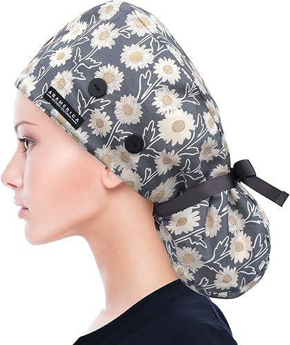 Miniatura 180 de ABAMERICA Gorras quirúrgicas para mujer, gorro de enfermera, soporte funcional para cola de caballo para cabello largo, individual o forrado