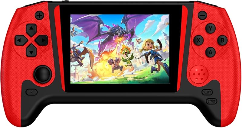 Consola de juegos portátil retro, 200 juegos retro clásicos integrados, reproductor portátil Plug & Play con pantalla IPS de 3,5 pulgadas, salida de TV compatible y batería recargable (rojo)