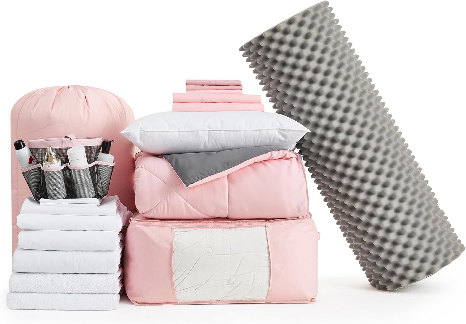 College Dorm Bedding Pack – Twin XL Bed in a Bag – Rose Quartz/Charcoal Color Set College Dorm Bedding Pack – Twin XL Bed in a Bag – Rose Quartz/Charcoal Color Set