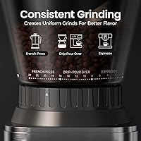 Vista 2 de Electric Burr Coffee Been Grinder with Adjustable 24 Precise Grind Settings, 40s Digital Timer for French Press, Espresso, and Drip Pour Over, Home