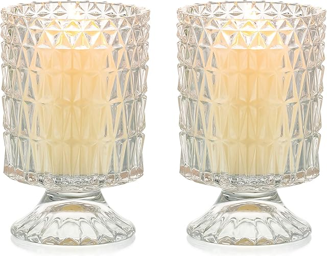 Sziqiqi Hurricane Candle Holders Set of 2 - Cylinder Clear Glass Pillar Candle Holder for Tea Light Floating Candles, Decorative Table Centrepieces for Mantelpiece Dining Room Wedding Party Christmas
