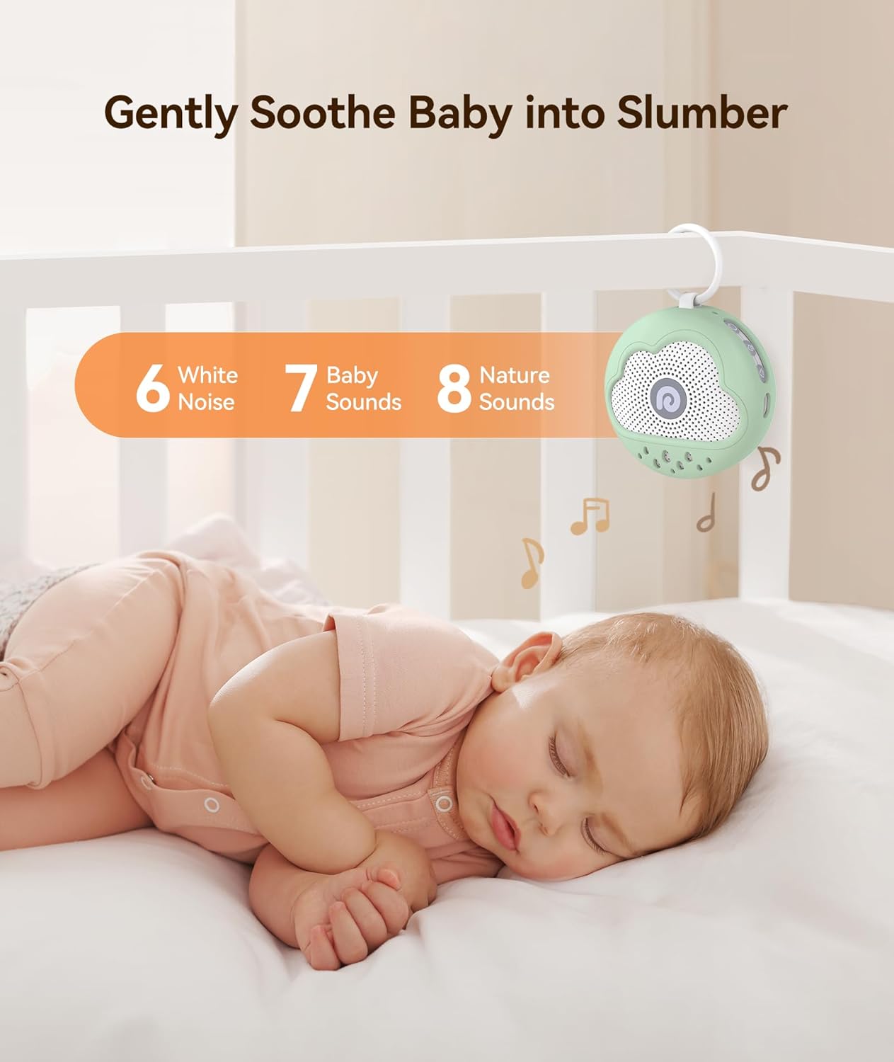 Dreamegg White Noise Machine - Portable Sound Machine Baby with Safe Silicone Cover, Features Powerful Battery, 21 Soothing Sound, Noise Canceling for Sleeping, Baby Registry Gift, Nursery(Green)
