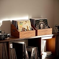 Vista 3 de Almacenamiento de Discos de Vinilo de Madera, Caja de Vinilo Retro y Duradera y Soporte para Discos, Caja de Almacenamiento de Álbumes para Más