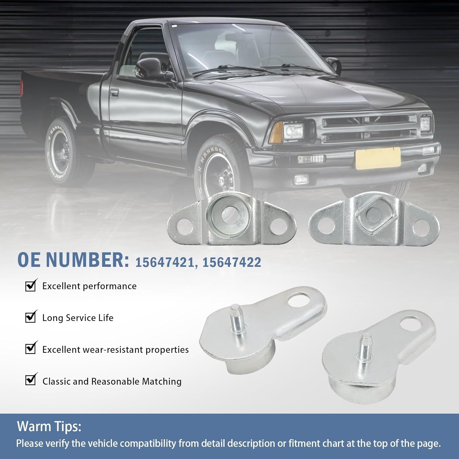 4 pcs Tailgate Hinge Bedside Hinge Compatible with S10 1994-2004, S15 1994-2004 Sonoma 1994-2004, Left and Right 15647421 15647422